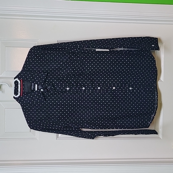 Black white polka dot men's button down shirt - Picture 1 of 3